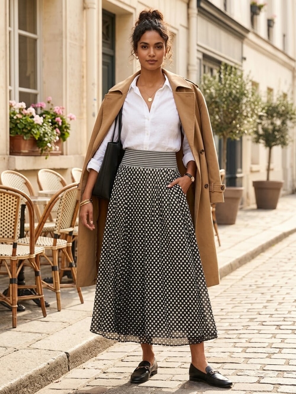 Ellen Tracy Polka Dot Full Skirt in Black & White Like New S